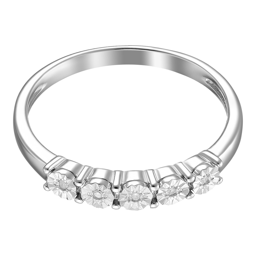 Серебряное кольцо 925 пробы; с алмазной обработкой; вставки 5 Бр.Кр-17 0,023 2/3A;