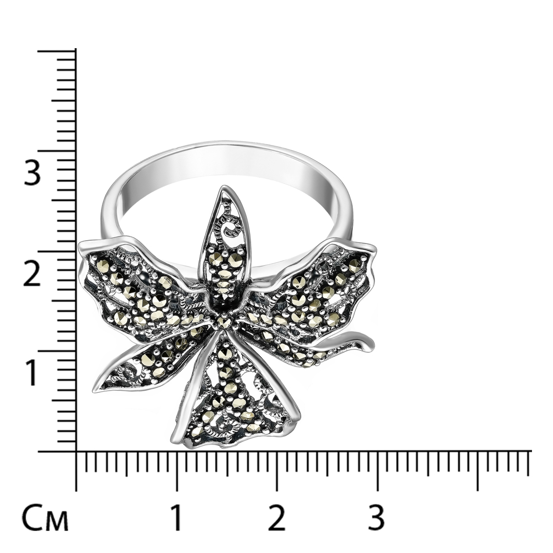 Серебряное кольцо 925 пробы; оксидирование; вставки 51 Марказит;