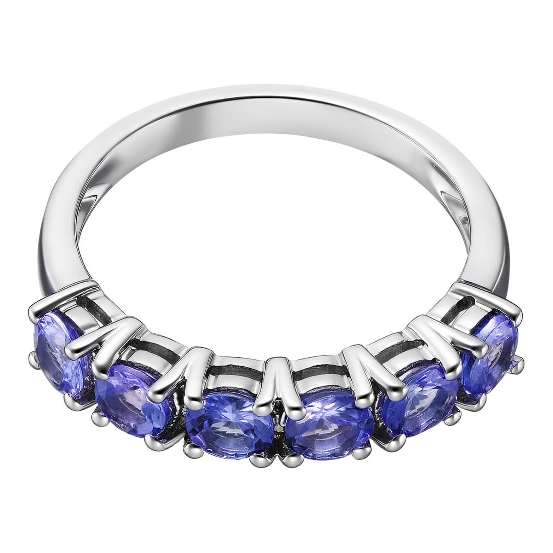 Серебряное кольцо 925 пробы; вставки 6 Танзанит 1,44ct;