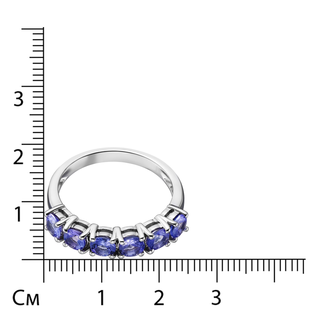 Серебряное кольцо 925 пробы; вставки 6 Танзанит 1,44ct;