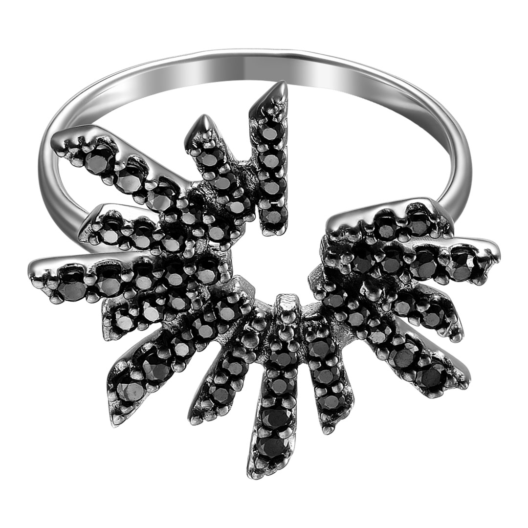 Серебряное кольцо 925 пробы; вставки 50 Шпинель черная;