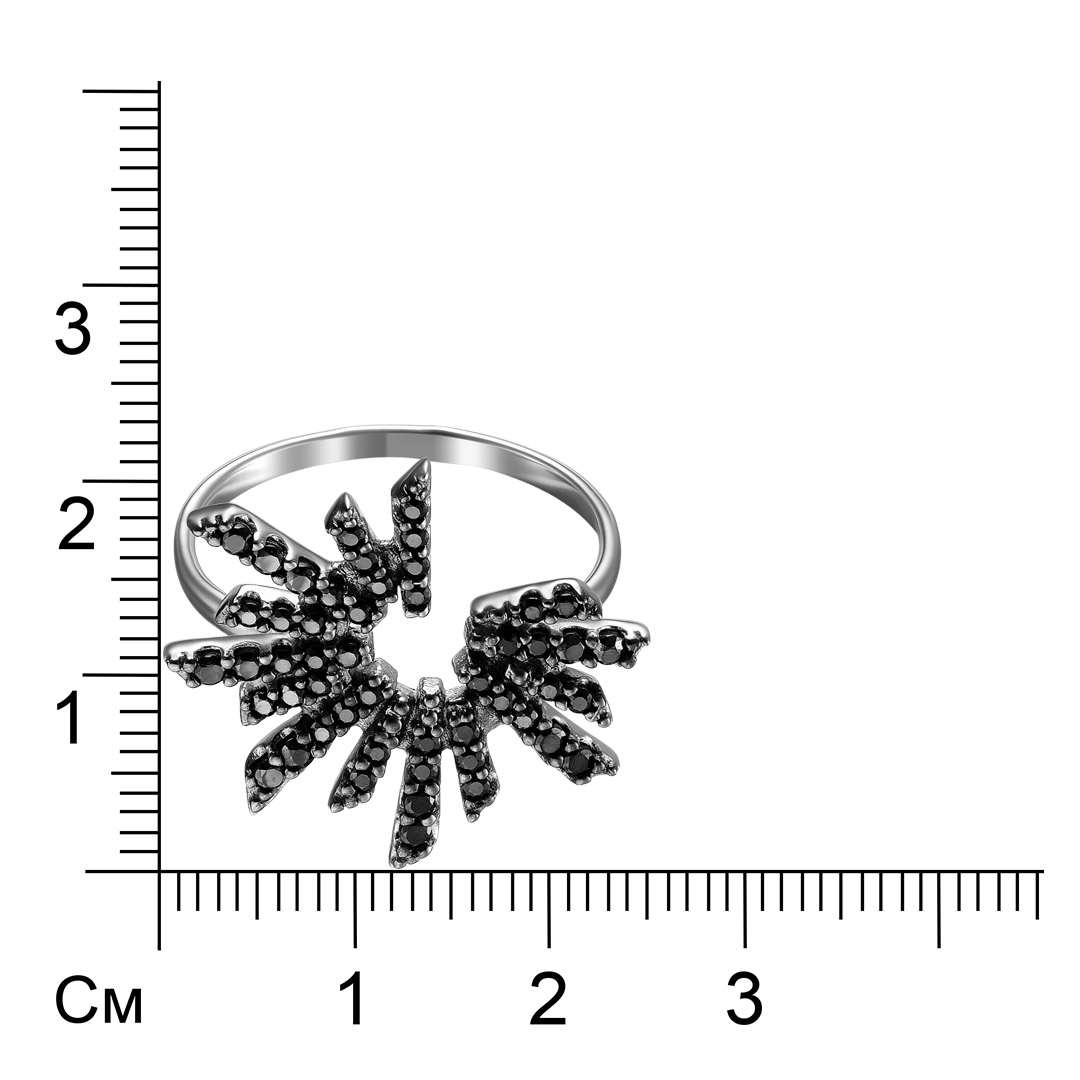Серебряное кольцо 925 пробы; вставки 50 Шпинель черная;