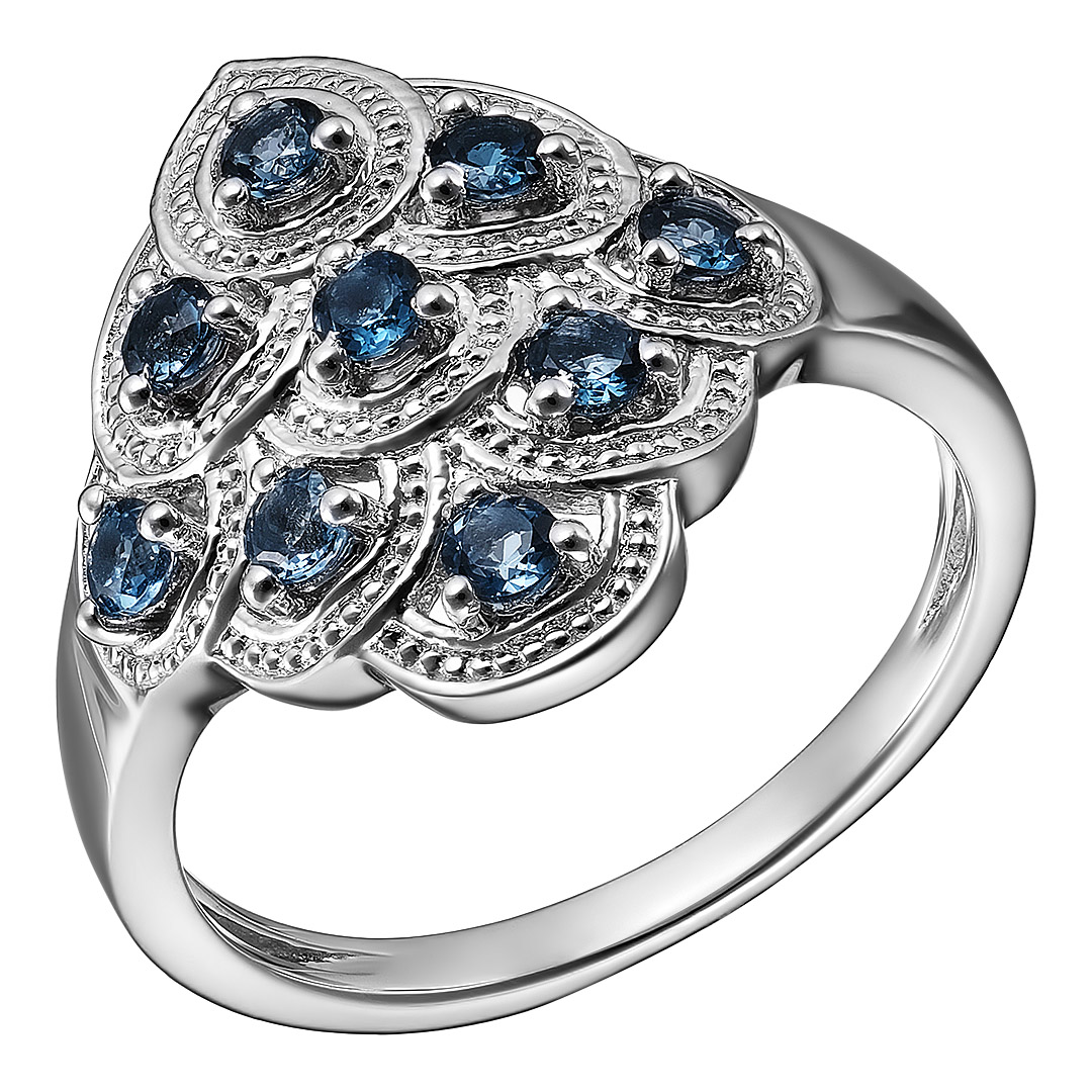 Серебряное кольцо 925 пробы; вставки 9 Топаз London 0,68 ct;