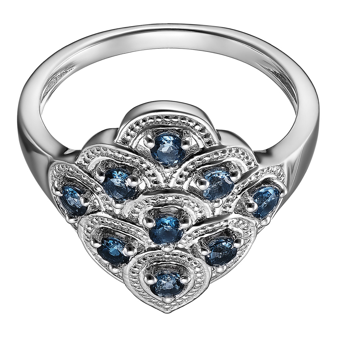 Серебряное кольцо 925 пробы; вставки 9 Топаз London 0,68 ct;