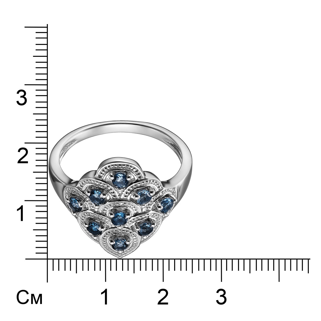 Серебряное кольцо 925 пробы; вставки 9 Топаз London 0,68 ct;