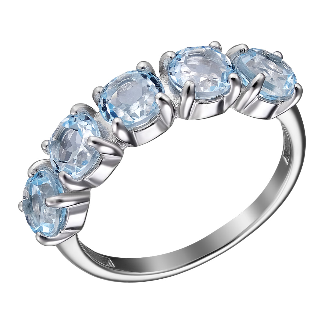 Серебряное кольцо 925 пробы; вставки 5 Топаз;