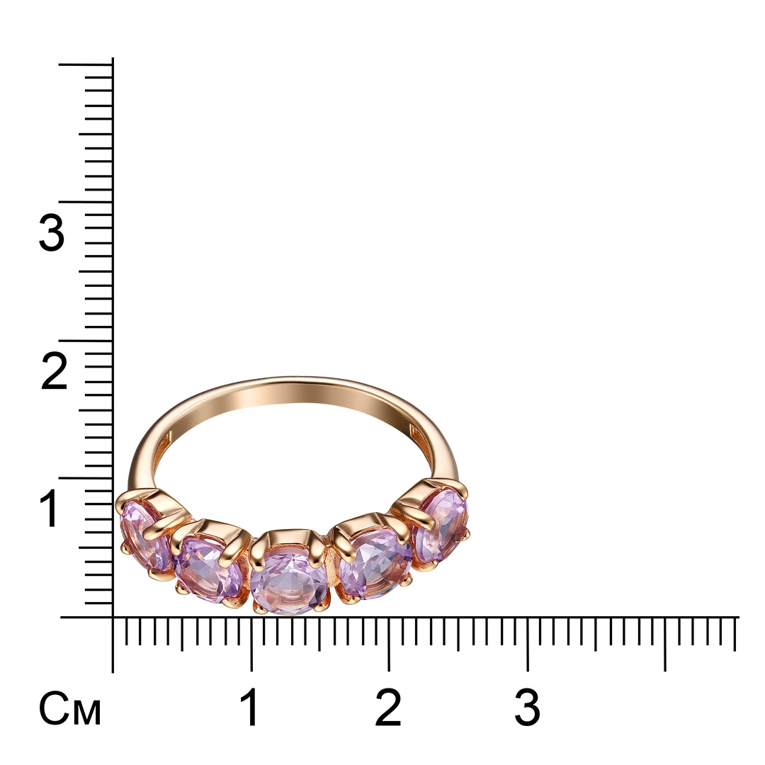 Серебряное кольцо 925 пробы; вставки 5 Аметист;