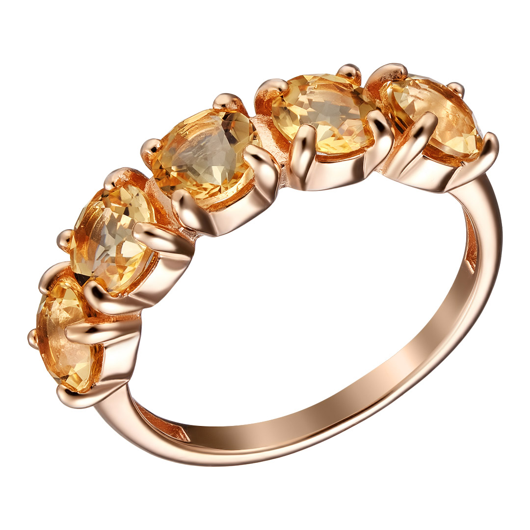 Серебряное кольцо 925 пробы; вставки 5 Цитрин;
