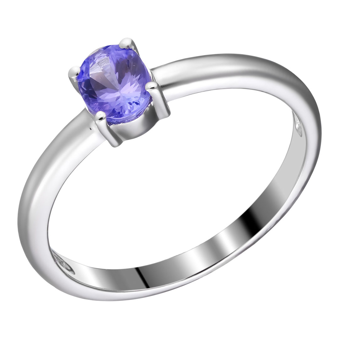 Серебряное кольцо 925 пробы; вставки 1 Танзанит 0,75 ct;