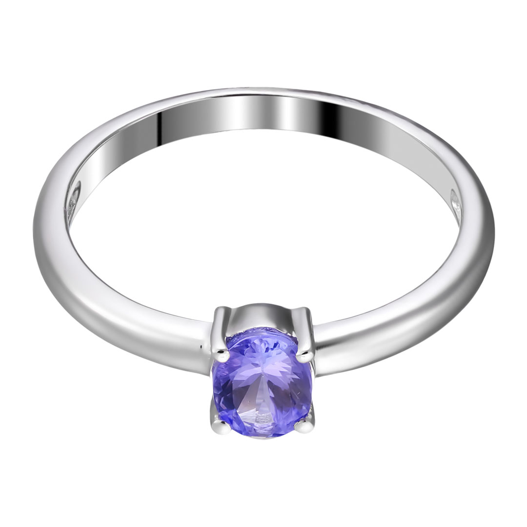 Серебряное кольцо 925 пробы; вставки 1 Танзанит 0,75 ct;