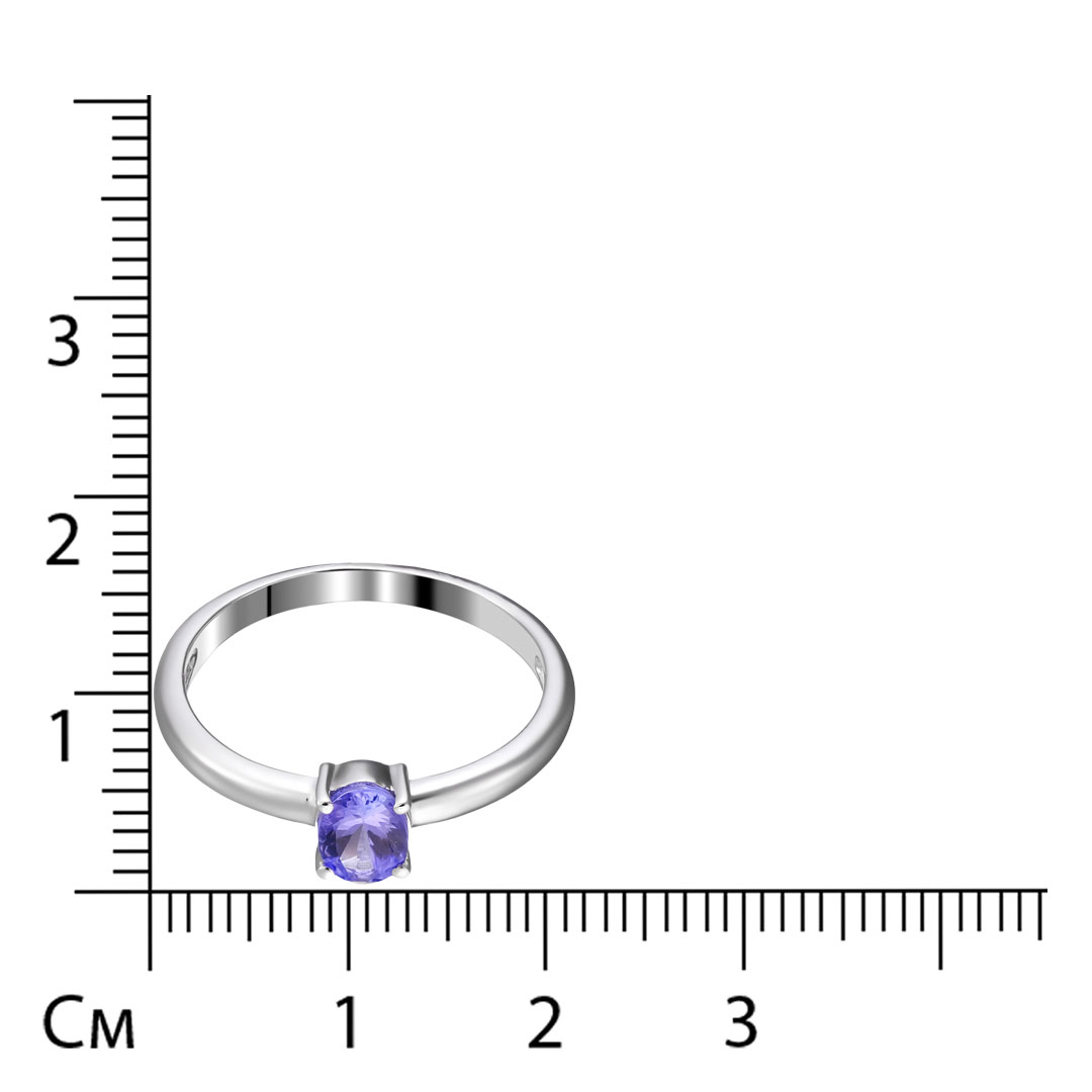 Серебряное кольцо 925 пробы; вставки 1 Танзанит 0,75 ct;