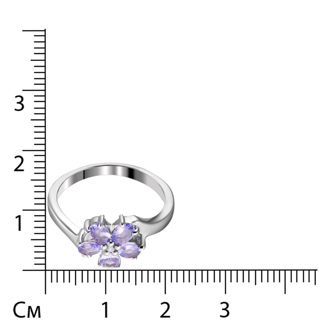 Серебряное кольцо с танзанитами "Цветок"