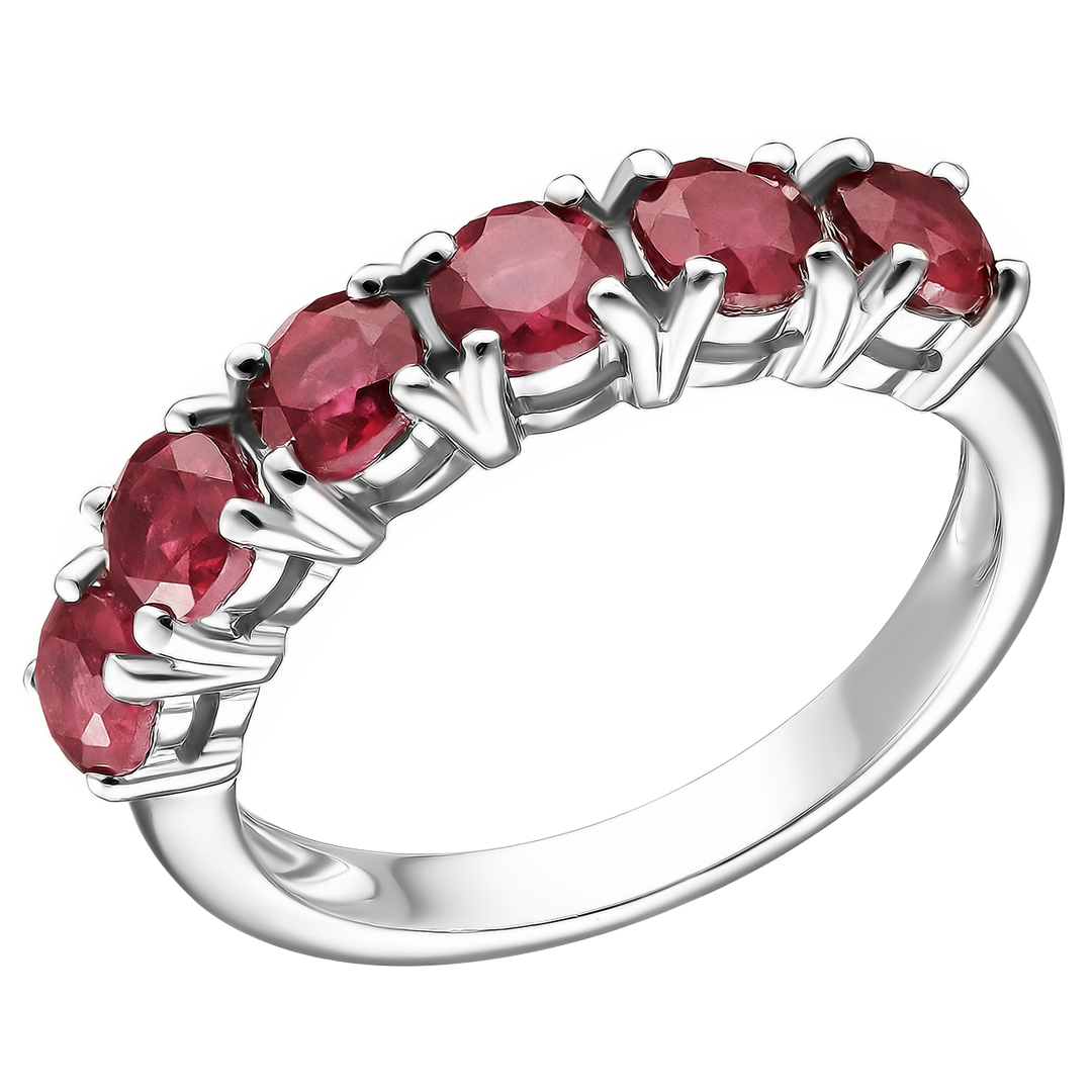 Серебряное кольцо 925 пробы; вставки 6 Рубин F/2 2,4 ct;