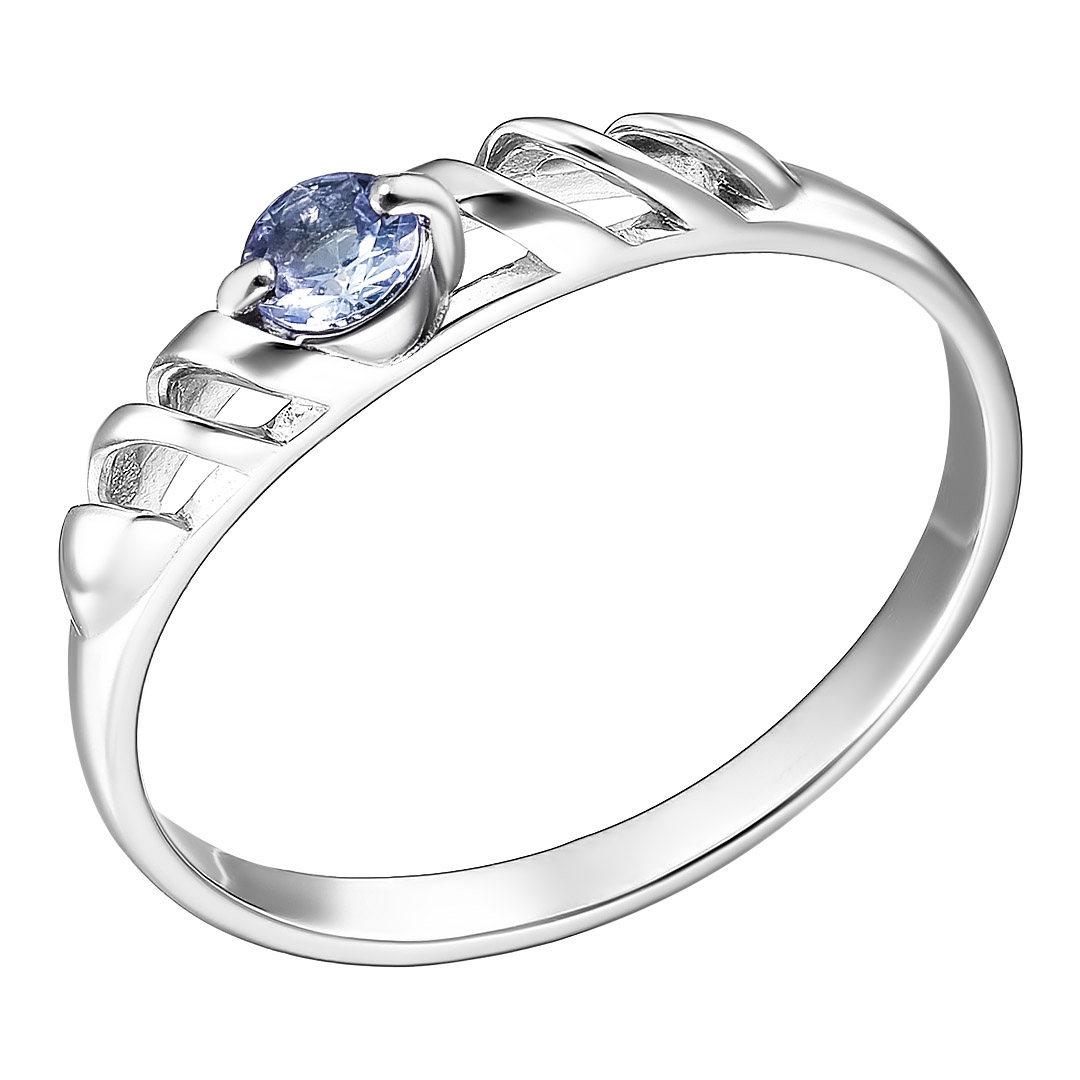 Серебряное кольцо 925 пробы; вставки 1 Танзанит;