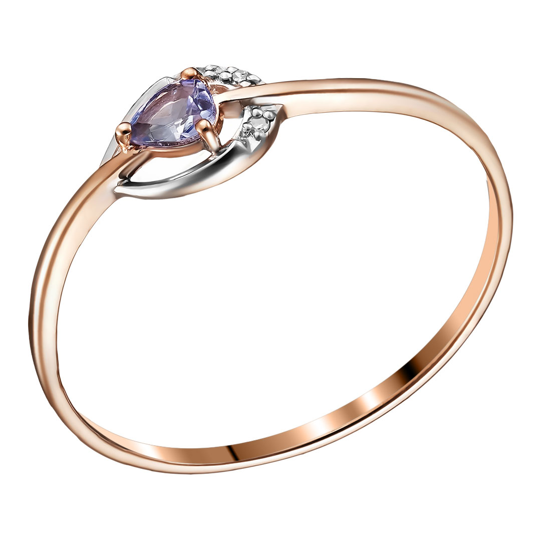 Серебряное кольцо 925 пробы; вставки 3 Бр.Кр-17 2/3А 0,0105; 1 Танзанит;