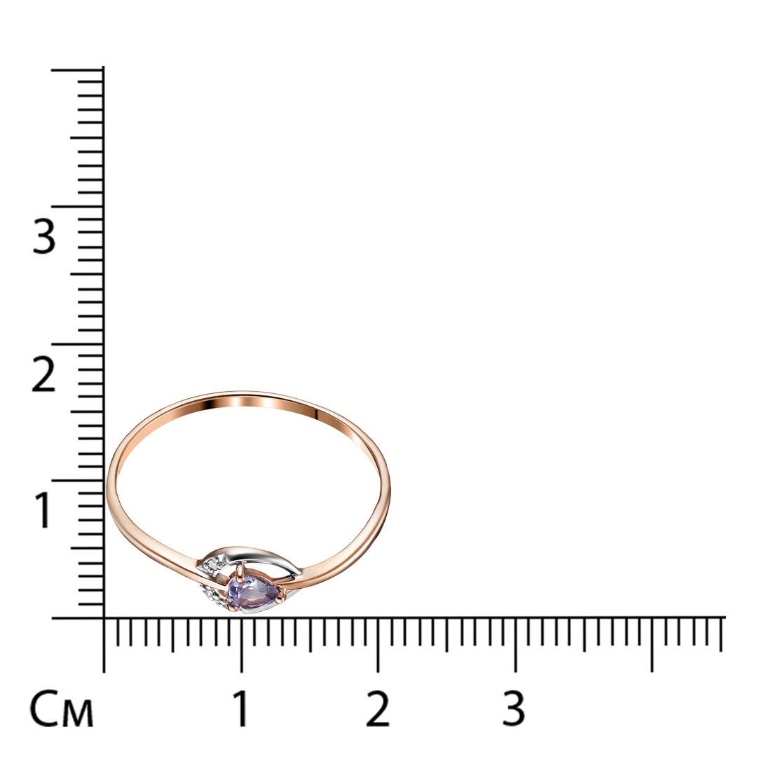 Серебряное кольцо 925 пробы; вставки 3 Бр.Кр-17 2/3А 0,0105; 1 Танзанит;