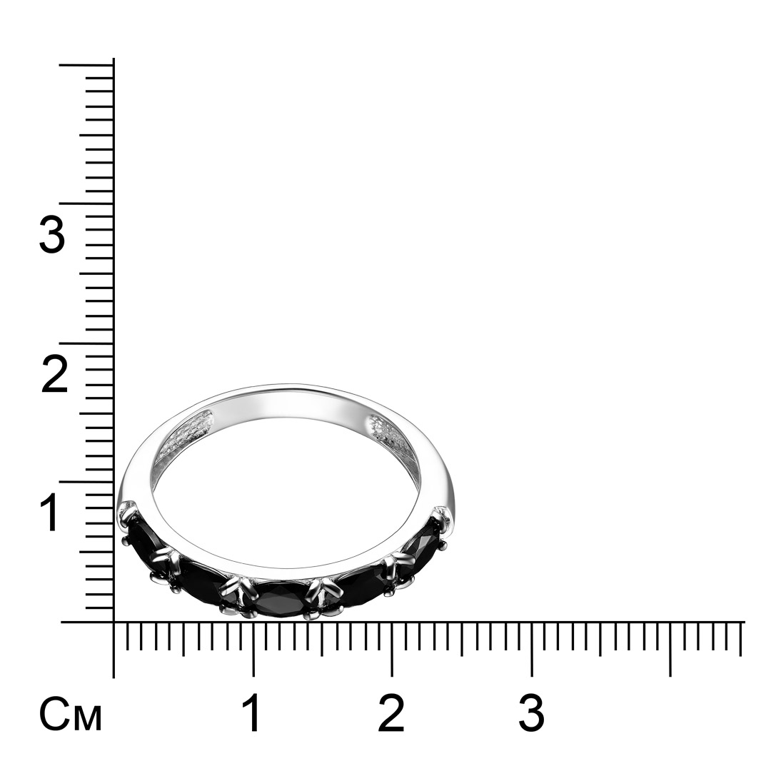 Серебряное кольцо 925 пробы; родий (бел., черн.); вставки 5 Шпинель черная;