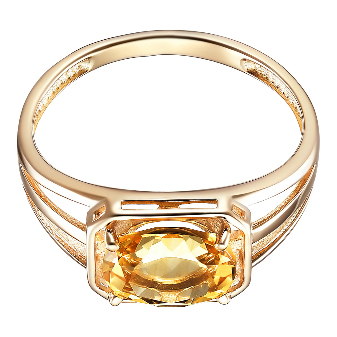 Серебряное кольцо 925 пробы; вставки 1 Цитрин;