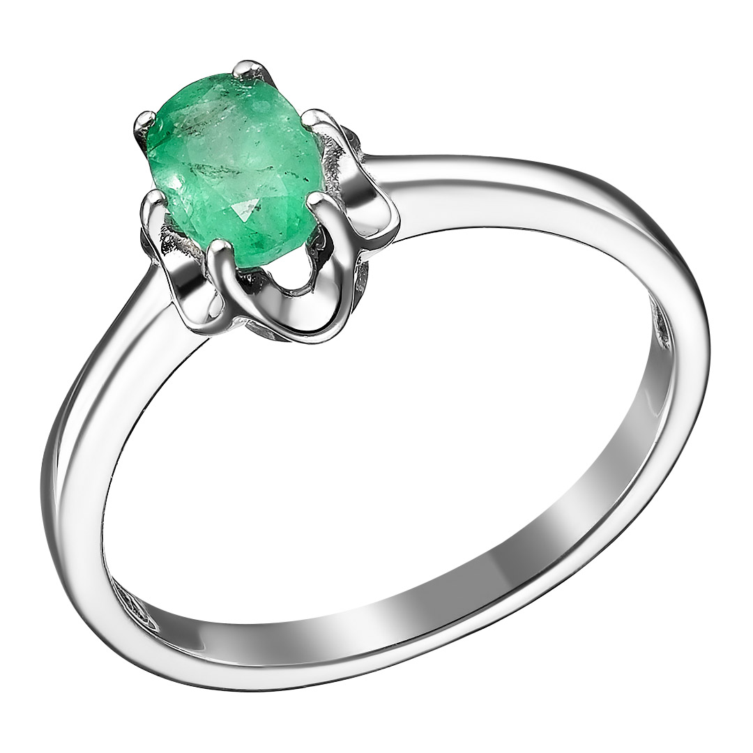 Серебряное кольцо 925 пробы; вставки 1 Изумруд (F) 3/3 0,425
