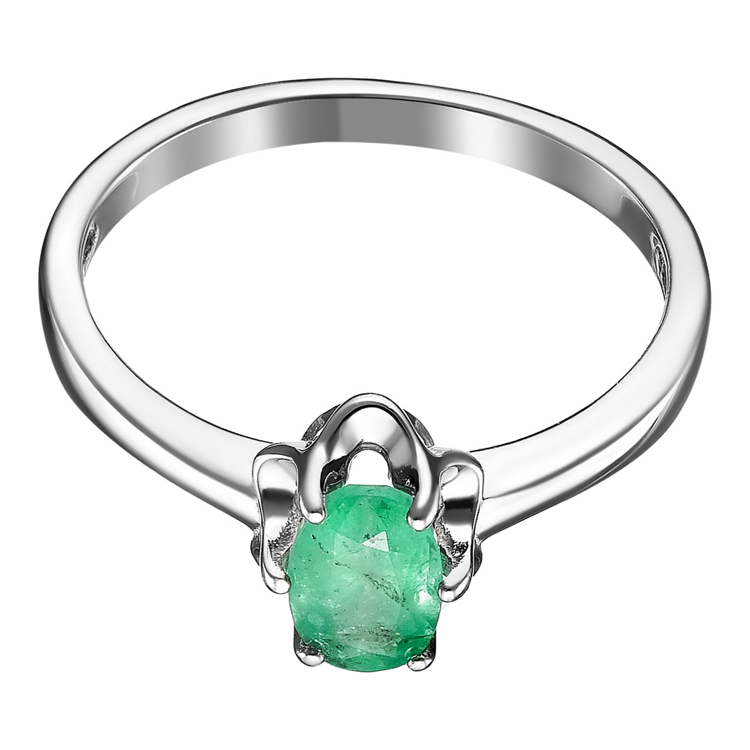 Серебряное кольцо 925 пробы; вставки 1 Изумруд (F) 3/3 0,425