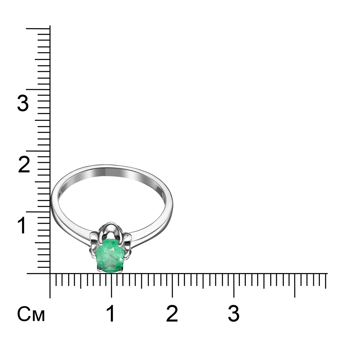 Серебряное кольцо 925 пробы; вставки 1 Изумруд (F) 3/3 0,425