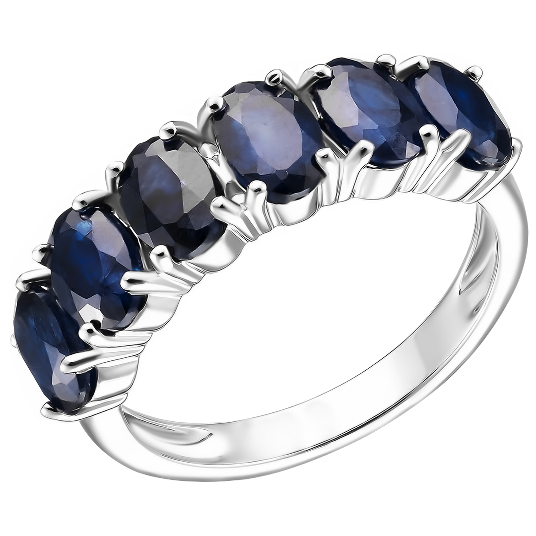 Серебряное кольцо 925 пробы; вставки 6 Сапфир U/2 3,9ct;