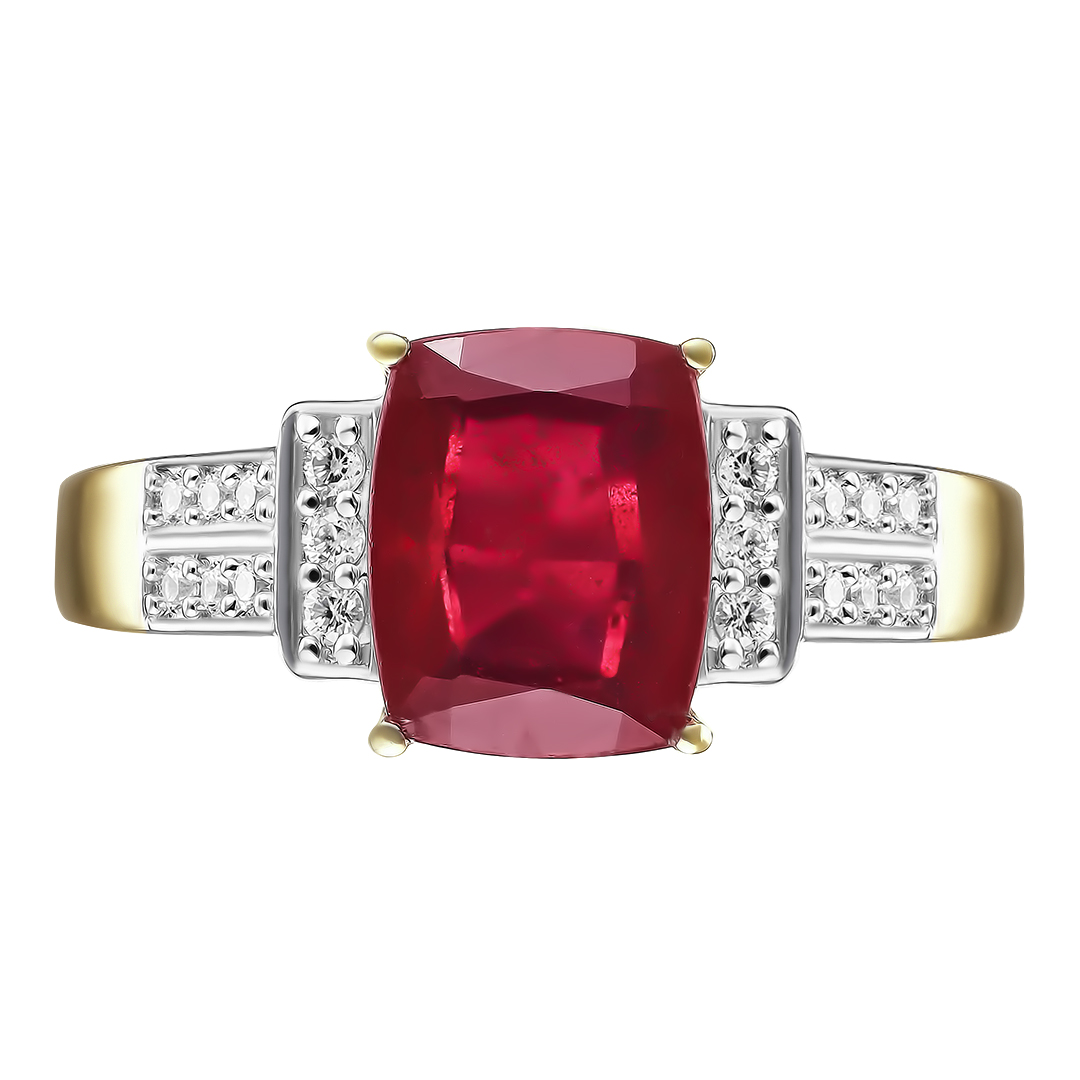Серебряное кольцо 925 пробы; вставки 1 Рубин F/2 4,04 ct; 18 Циркон бесцв. 0,27 ct;
