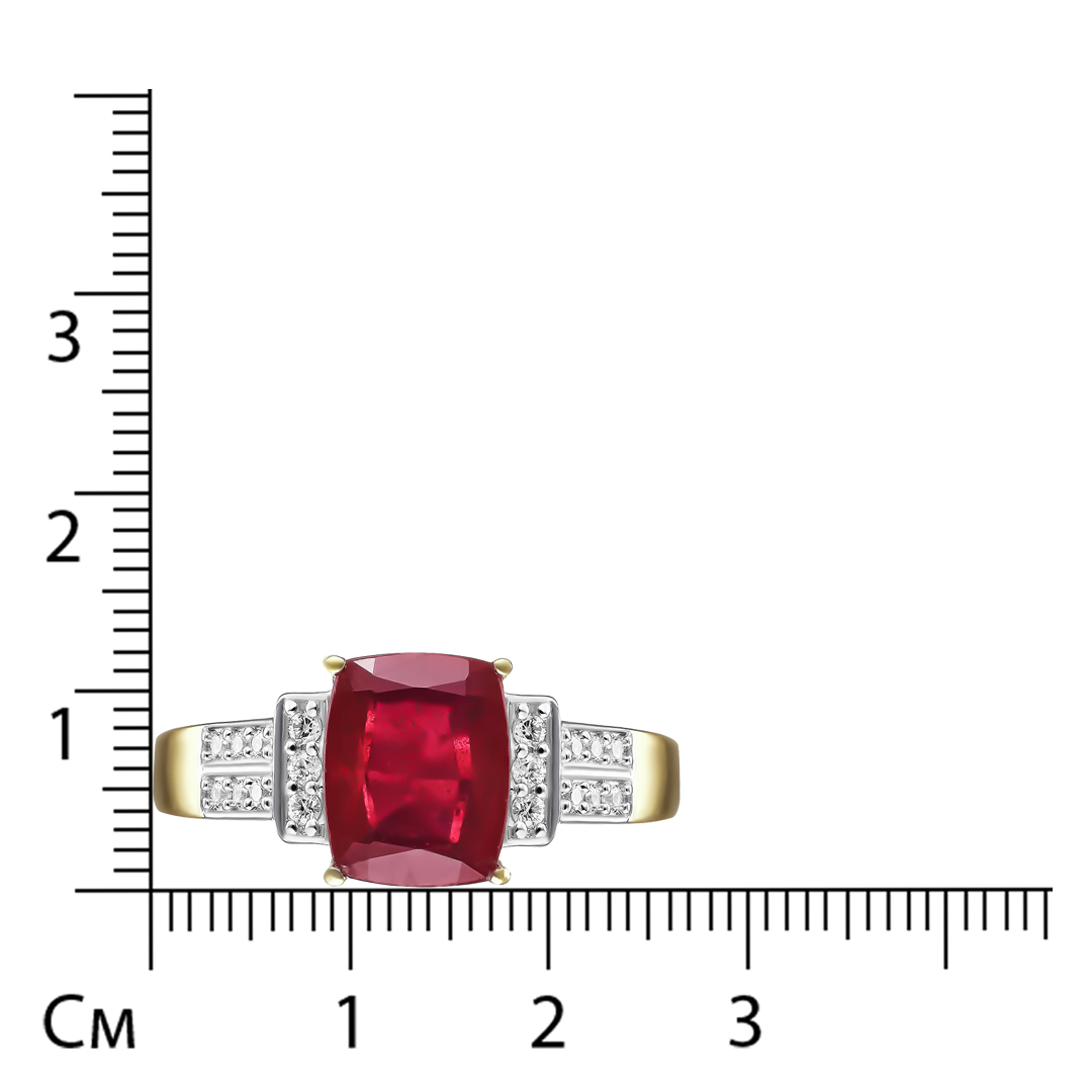 Серебряное кольцо 925 пробы; вставки 1 Рубин F/2 4,04 ct; 18 Циркон бесцв. 0,27 ct;
