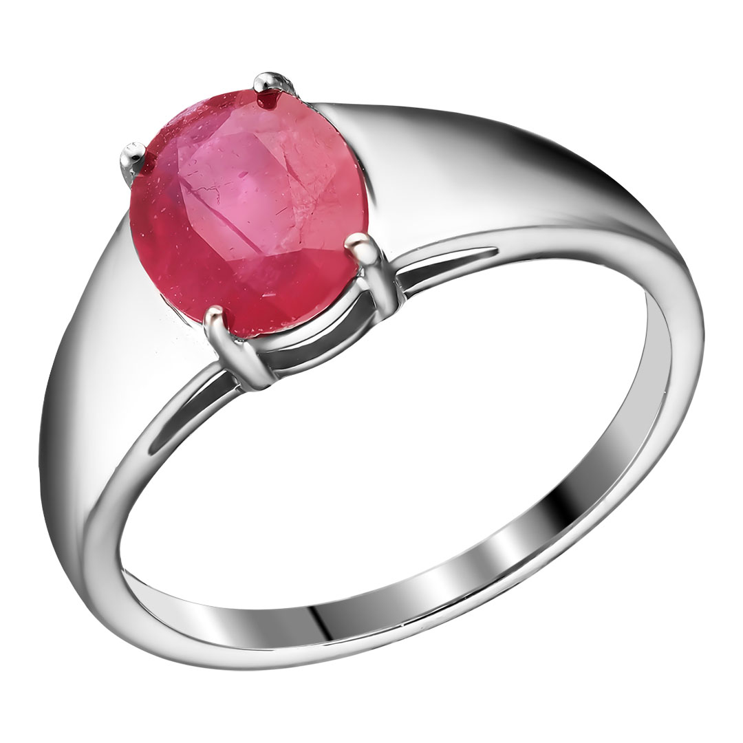 Серебряное кольцо 925 пробы; вставки 1 Рубин 3,45 ct F/2;