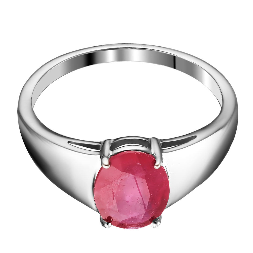 Серебряное кольцо 925 пробы; вставки 1 Рубин 3,45 ct F/2;