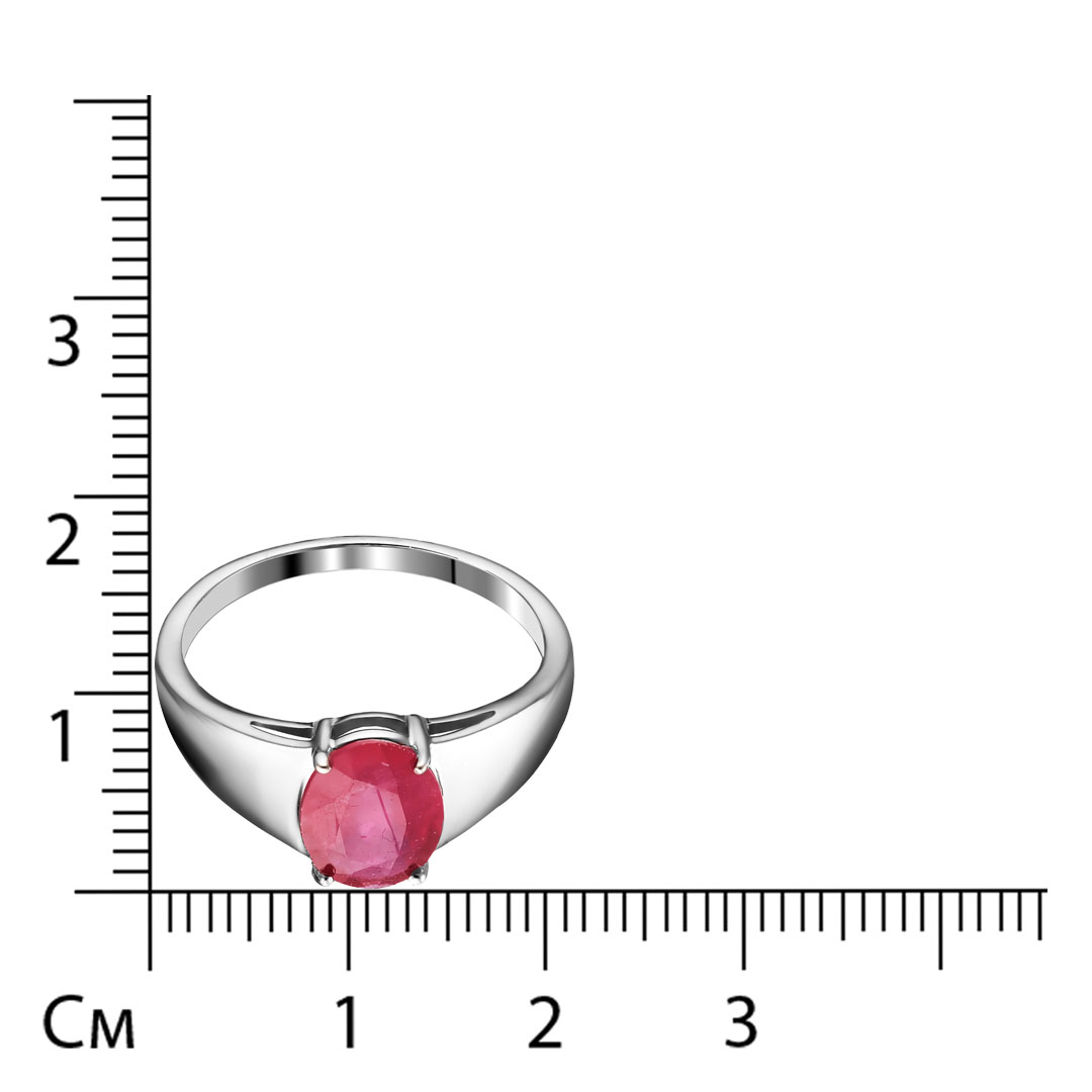 Серебряное кольцо 925 пробы; вставки 1 Рубин 3,45 ct F/2;