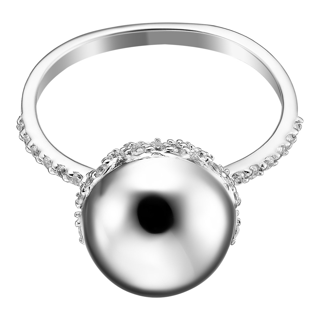 Серебряное кольцо 925 пробы; вставки 58 Фианит бесцв.;