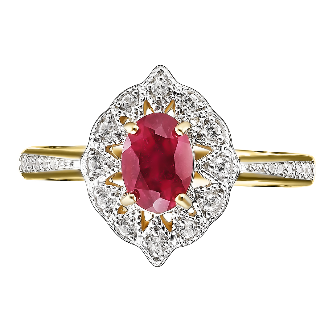Серебряное кольцо 925 пробы; вставки 1 Рубин F/2 1,12 ct; 24 Циркон бесцв. 0,16 ct;