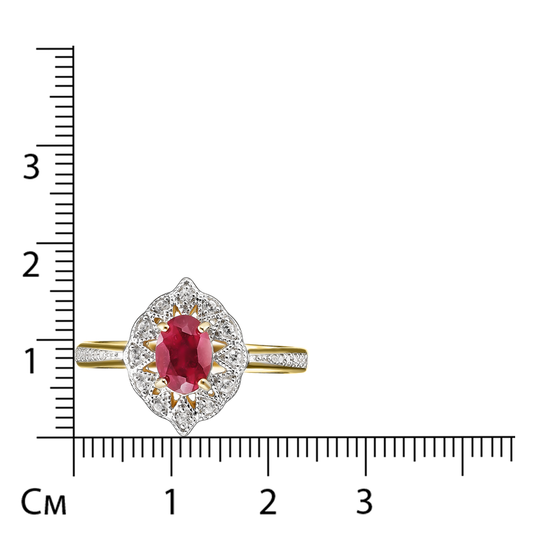 Серебряное кольцо 925 пробы; вставки 1 Рубин F/2 1,12 ct; 24 Циркон бесцв. 0,16 ct;