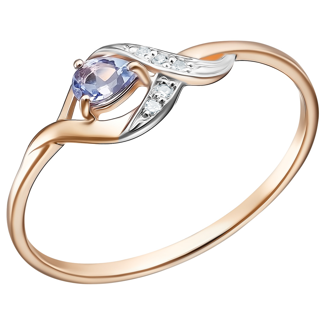 Серебряное кольцо 925 пробы; вставки 5 Бр.Кр-17 0,0175 2/3А; 1 Танзанит;