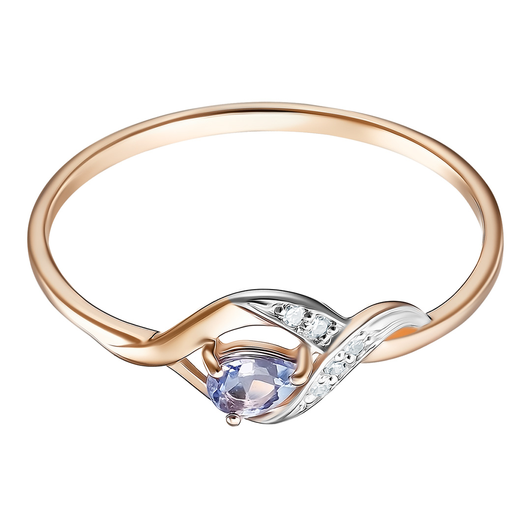 Серебряное кольцо 925 пробы; вставки 5 Бр.Кр-17 0,0175 2/3А; 1 Танзанит;