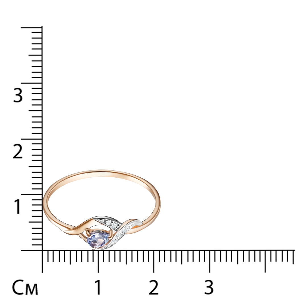 Серебряное кольцо 925 пробы; вставки 5 Бр.Кр-17 0,0175 2/3А; 1 Танзанит;