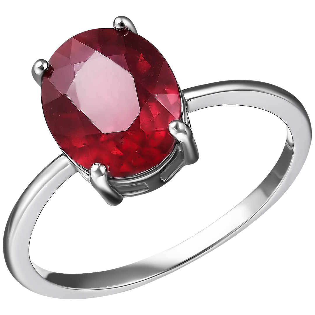 Серебряное кольцо 925 пробы; вставки 1 Рубин 3,694 ct F/Г2;