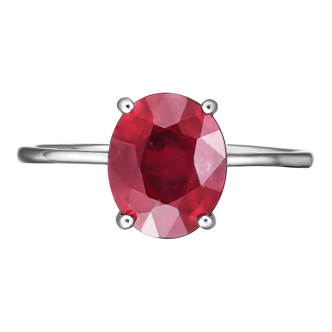 Серебряное кольцо 925 пробы; вставки 1 Рубин 3,694 ct F/Г2;