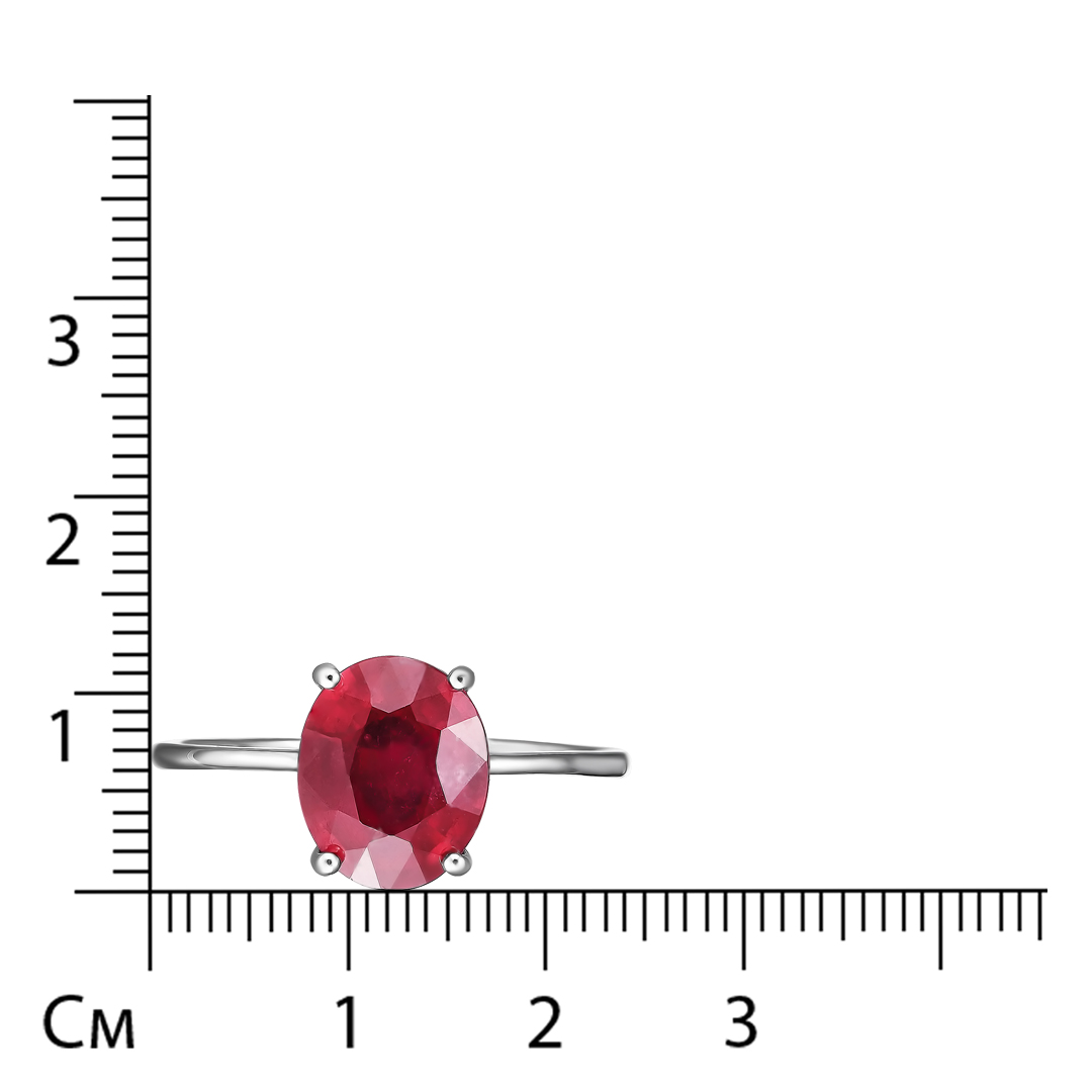 Серебряное кольцо 925 пробы; вставки 1 Рубин 3,694 ct F/Г2;
