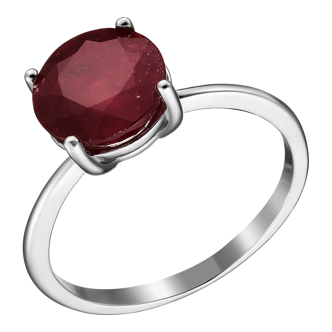 Серебряное кольцо 925 пробы; вставки 1 Рубин F/2 3,845 ct;