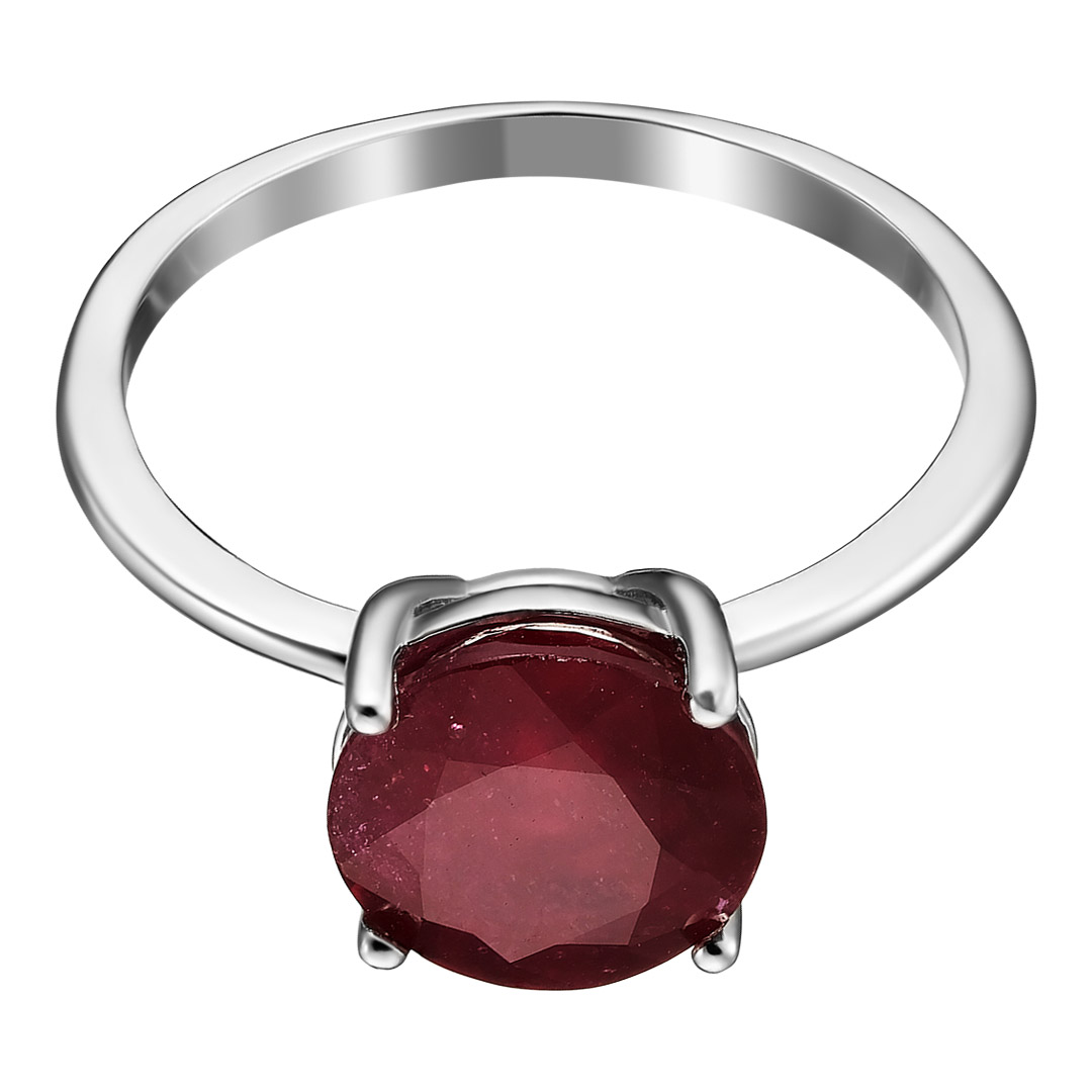 Серебряное кольцо 925 пробы; вставки 1 Рубин F/2 3,845 ct;