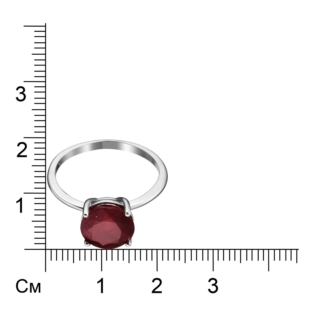 Серебряное кольцо 925 пробы; вставки 1 Рубин F/2 3,845 ct;