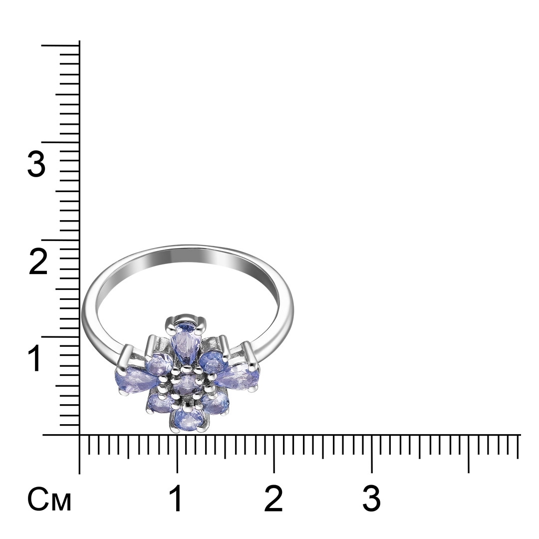 Серебряное кольцо 925 пробы; вставки 9 Танзанит 0,835 ct;