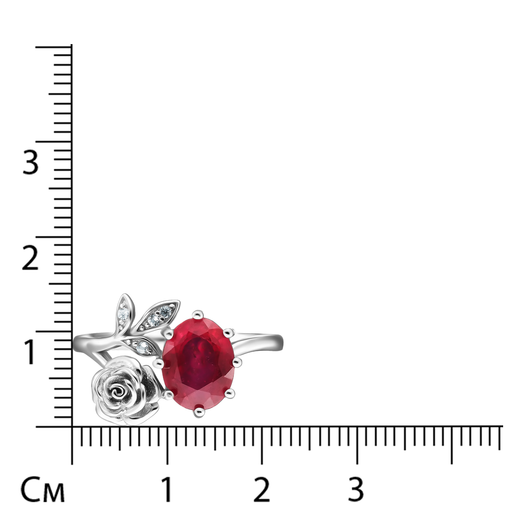 Серебряное кольцо 925 пробы; вставки 1 Рубин F/2 2,578 ct; 4 Топаз белый;