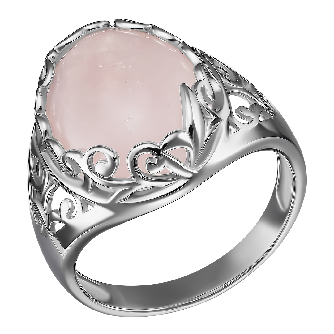 Серебряное кольцо 925 пробы; вставки 1 Кварц розовый;