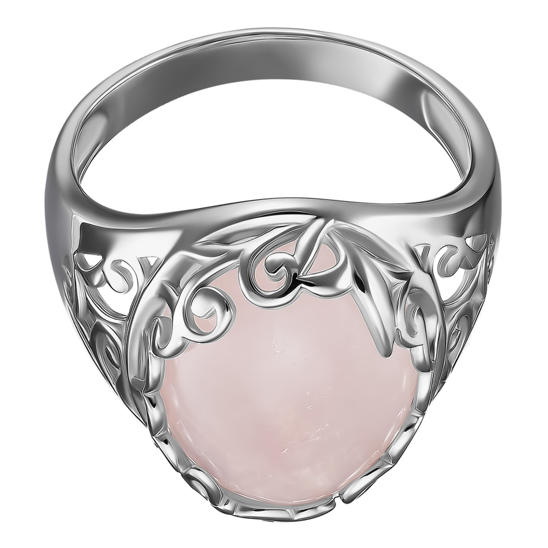Серебряное кольцо 925 пробы; вставки 1 Кварц розовый;