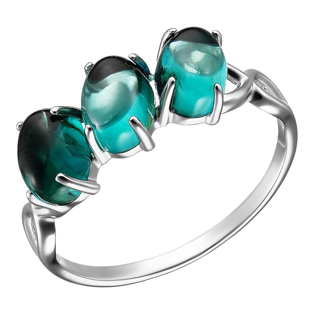 Серебряное кольцо 925 пробы; вставки 3 Янтарь;