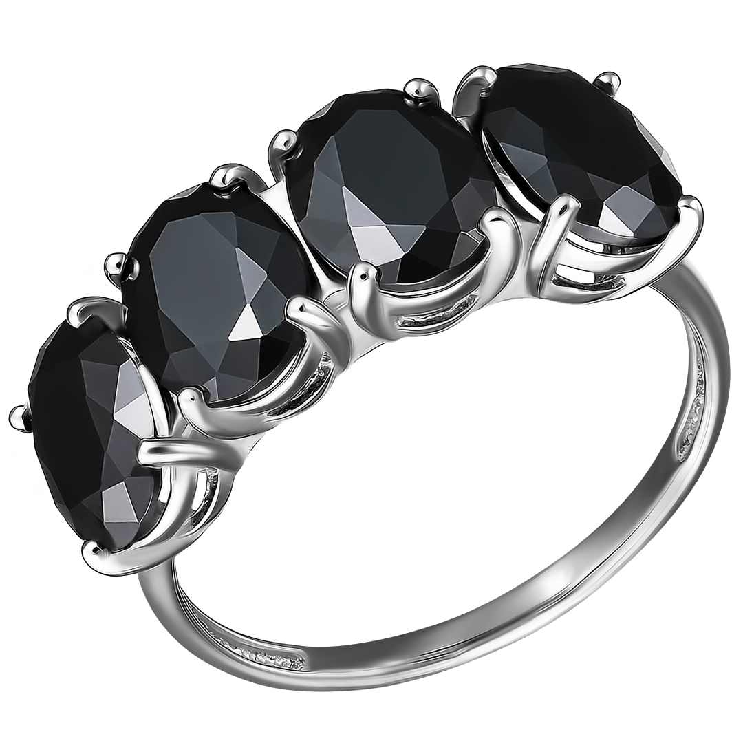 Серебряное кольцо 925 пробы; вставки 4 Шпинель черная;