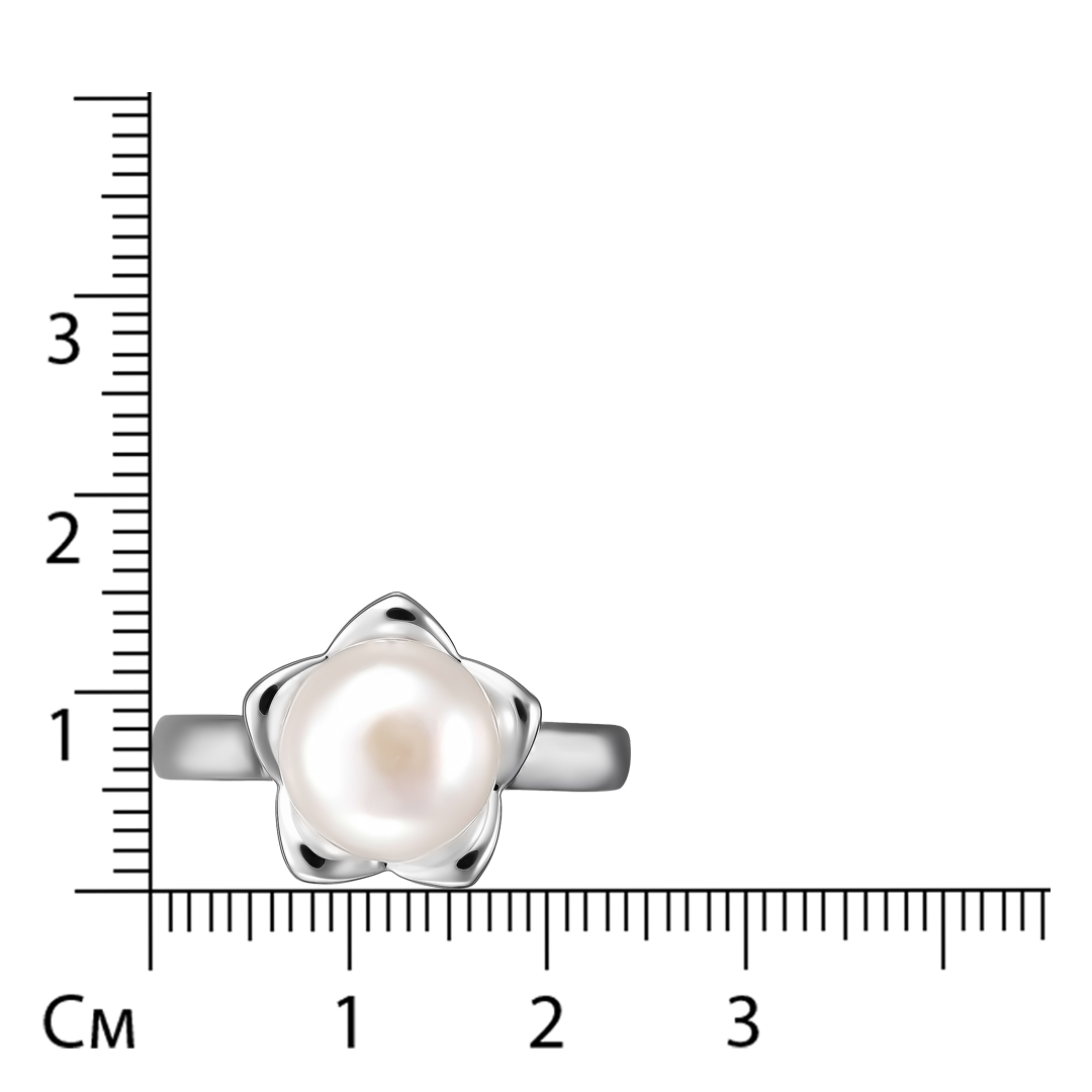 Серебряное кольцо с жемчугом "Цветок"